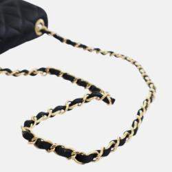 Pre Owned Chanel Black Extra Mini Rectangular Classic Satin Single Flap