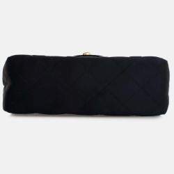 Pre Owned Chanel Black Extra Mini Rectangular Classic Satin Single Flap