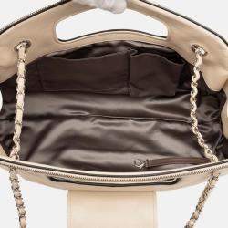 Pre Owned Chanel Brown Quilted Lambskin East West Mademoiselle Accordion Flap