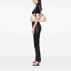 Pre Owned Chanel Brown Quilted Lambskin East West Mademoiselle Accordion Flap