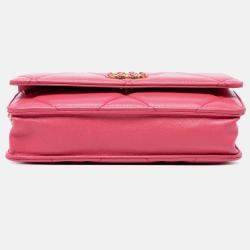Pre Owned Chanel Pink Quilted Lambskin 19 Wallet on Chain