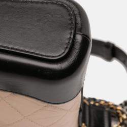 Pre Owned Chanel Beige Black Small Quilted Aged Calfskin Gabrielle Hobo