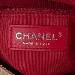 Pre Owned Chanel Beige Black Small Quilted Aged Calfskin Gabrielle Hobo