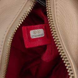Pre Owned Chanel Beige Black Small Quilted Aged Calfskin Gabrielle Hobo