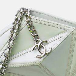 Pre Owned Chanel Silver Pearlescent Lambskin Midnight Swim Wristlet Clutch