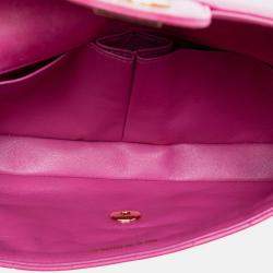 Pre Owned Chanel Pink Chocolate Bar Lambskin East West Flap