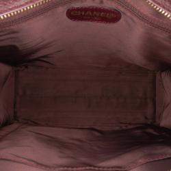 Pre Owned Chanel Red CC Caviar Chain Turn Lock Tote