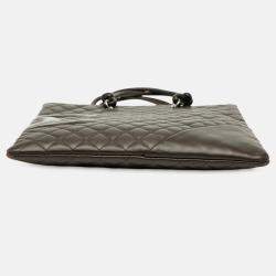 Pre Owned Chanel Black Quilted Lambskin Cambon Ligne Flat Tote