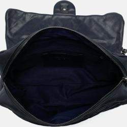 Pre Owned Chanel Black Large Quilted Iridescent Calfskin Shiva Flap