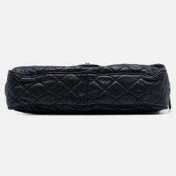 Pre Owned Chanel Black Large Quilted Iridescent Calfskin Shiva Flap