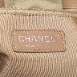 Pre Owned Chanel White CC Quilted Caviar Expandable Tote