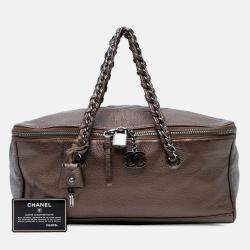 Pre Owned Chanel Brown Large CC Luxe Ligne Bowler Handbag