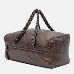 Pre Owned Chanel Brown Large CC Luxe Ligne Bowler Handbag