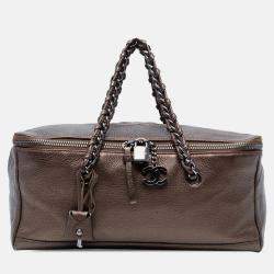 Pre Owned Chanel Brown Large CC Luxe Ligne Bowler Handbag