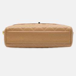 Pre Owned Chanel Beige CC Quilted Caviar Camera Bag