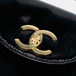 Pre Owned Chanel Black CC Patent Flap Crossbody
