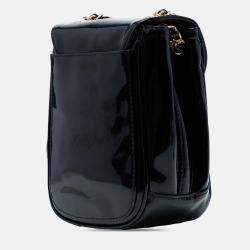 Pre Owned Chanel Black CC Patent Flap Crossbody