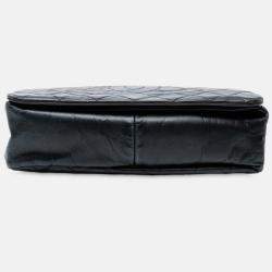 Pre Owned Chanel Black XL CC Glazed Quilted Calfskin Single Flap