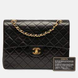 Pre Owned Chanel Black Medium Tall Classic Lambskin Double Flap