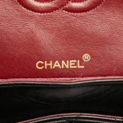 Pre Owned Chanel Black Medium Tall Classic Lambskin Double Flap