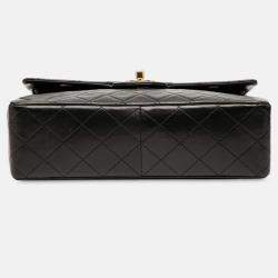 Pre Owned Chanel Black Medium Tall Classic Lambskin Double Flap