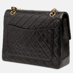 Pre Owned Chanel Black Medium Tall Classic Lambskin Double Flap
