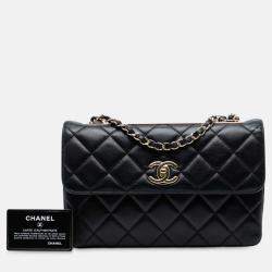 Pre Owned Chanel Black Medium Quilted Lambskin Trendy CC Flap
