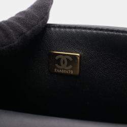 Pre Owned Chanel Boy Chanel Shoulder Bag Lambskin Leather Black