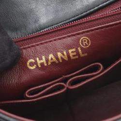 Pre Owned Chanel Matelasse Single Flap Shoulder Bag In Lambskin Leather Black