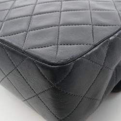 Pre Owned Chanel Matelasse Single Flap Shoulder Bag In Lambskin Leather Black
