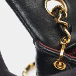 Pre Owned Chanel Matelasse Single Flap Shoulder Bag In Lambskin Leather Black