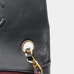 Pre Owned Chanel Matelasse Single Flap Shoulder Bag In Lambskin Leather Black