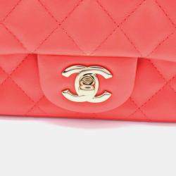 Pre Owned Chanel Mini Matelasse Shoulder Bag Leather Red