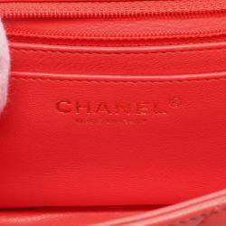 Pre Owned Chanel Mini Matelasse Shoulder Bag Leather Red