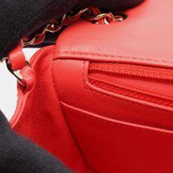 Pre Owned Chanel Mini Matelasse Shoulder Bag Leather Red