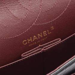 Pre Owned Chanel 2.55 Matelasse Double Flap Shoulder Bag In Lambskin Leather Black