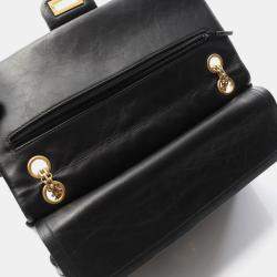 Pre Owned Chanel 2.55 Matelasse Double Flap Shoulder Bag In Lambskin Leather Black
