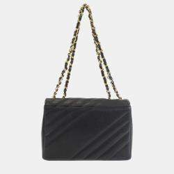 Pre Owned Chanel Black Calf Leather Shoulder Bag