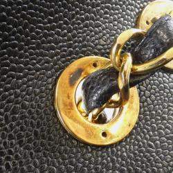Pre Owned Chanel Black Calf Leather Shoulder Bag