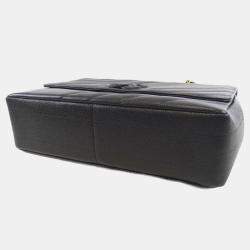 Pre Owned Chanel Black Calf Leather Shoulder Bag