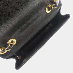 Pre Owned Chanel Black Calf Leather Shoulder Bag