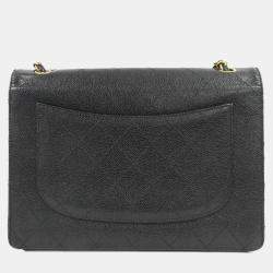 Pre Owned Chanel Black Calf Leather Shoulder Bag