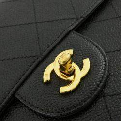 Pre Owned Chanel Black Calf Leather Shoulder Bag