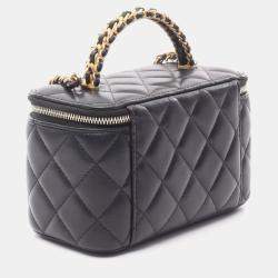 Pre Owned Chanel Matelasse Shoulder Bag Lambskin Leather Black