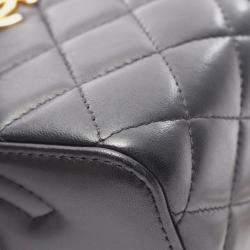 Pre Owned Chanel Matelasse Shoulder Bag Lambskin Leather Black