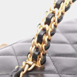 Pre Owned Chanel Matelasse Shoulder Bag Lambskin Leather Black