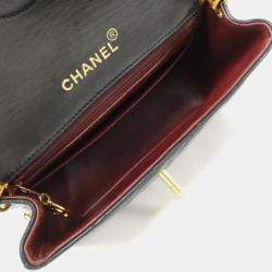 Pre Owned Chanel Black Lambskin Leather Shoulder Bag