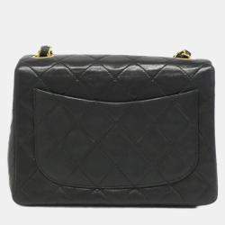 Pre Owned Chanel Black Lambskin Leather Shoulder Bag