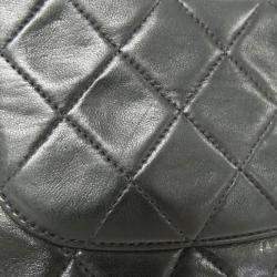 Pre Owned Chanel Black Lambskin Leather Shoulder Bag