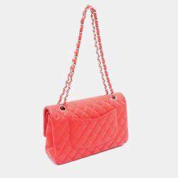 Pre Owned Chanel Matelasse W-Flap Shoulder Bag Leather Red